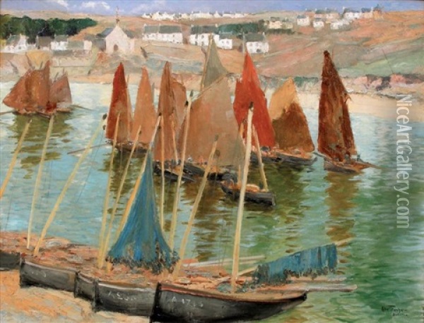 Sardiniers A Audierne Oil Painting - Louis Abel-Truchet