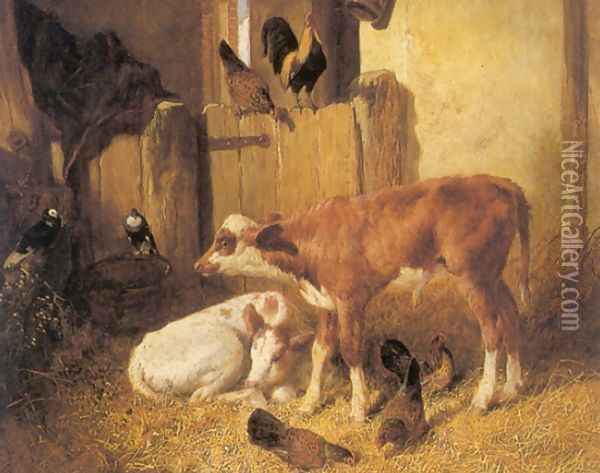 Contentment 1848 In the Barn Oil Painting - John Frederick Herring Snr