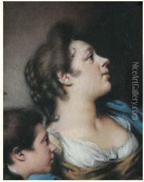 Jeune Femme Et Son Fils Oil Painting - Lorenzo Baldissera Tiepolo