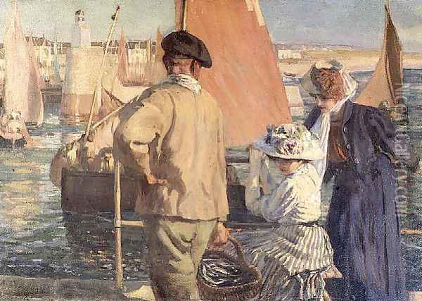The Harbour at Nantes Oil Painting - Armand Joseph Bonamy