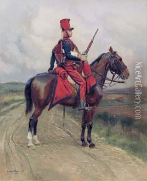 Sixieme Regiment De Chasseur A Cheval Oil Painting - Jean Baptiste Edouard Detaille