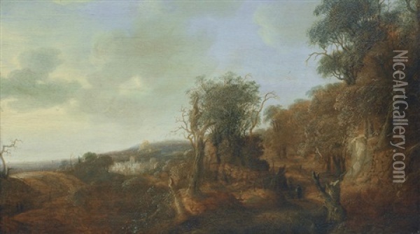 A Landscape With A Wanderer Oil Painting - Salomon van Ruysdael