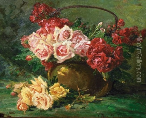 Les Roses Oil Painting - Claudia-Julia Bret-Charbonnier