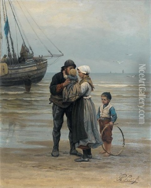 The Farwell Oil Painting - Philip Lodewijk Jacob Frederik Sadee
