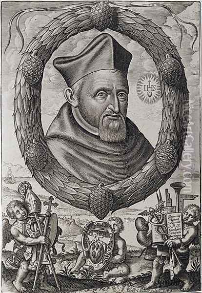 Portrait of Roberto Bellarmini (1542-1621) Cardinal Archbishop of Capua Oil Painting - Johannes Valdor