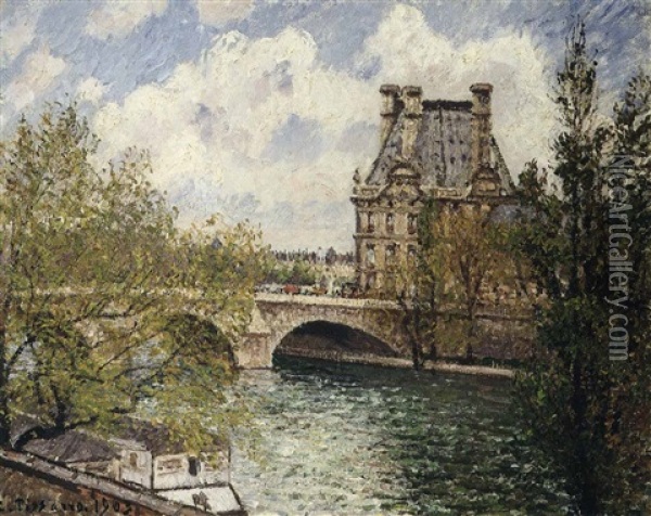 Le Pavillion De Flore Et Le Pont Royal Oil Painting - Camille Pissarro