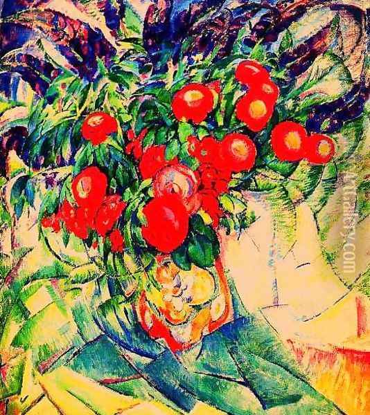 Still Life with Peonies Oil Painting - Leo Gestel