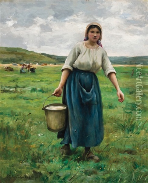 The Milkmaid Oil Painting - Therese Marthe Francoise Cotard-Dupre