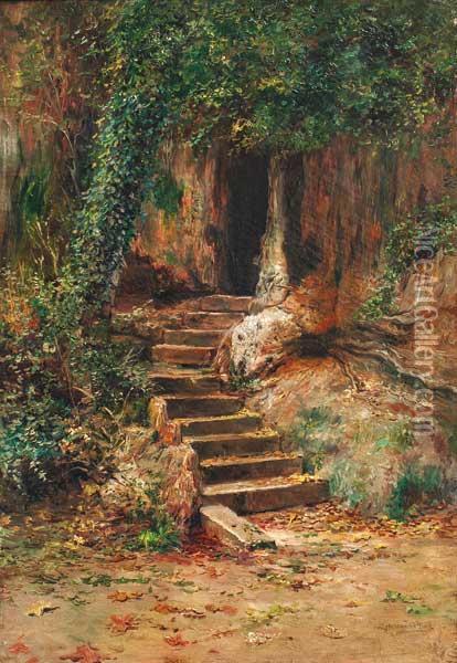 Escalinata Oil Painting - Jose San Bartolome Llaneces