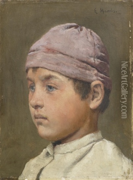 Head Of A Young Boy Oil Painting - Edwin Harris
