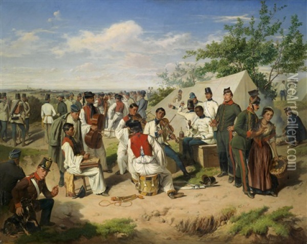 Osterreichisches Infanterielager In Der Lombardei Oil Painting - Wilhelm M. Richter