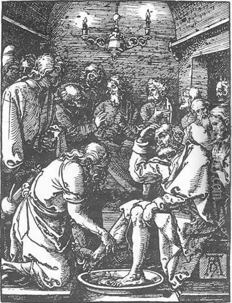 Small Passion 9. Christ Washing Peter's Feet Oil Painting - Albrecht Durer