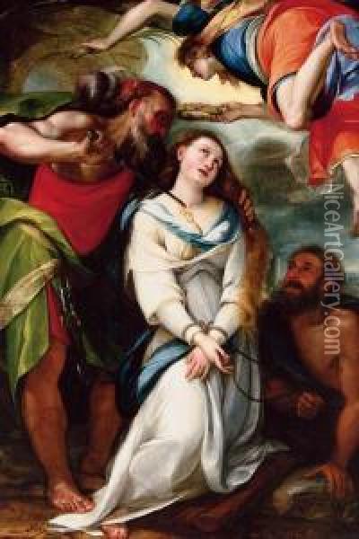 The Martyrdom Of Saint Agnes Oil Painting - Giulio Cesare Procaccini