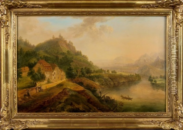 Vue Du Rhin Oil Painting - Johannes Christoffel Schultz