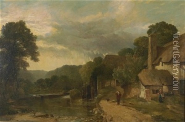 Englische Landschaft Mit Wassermuhle Oil Painting - Frederick Richard Lee