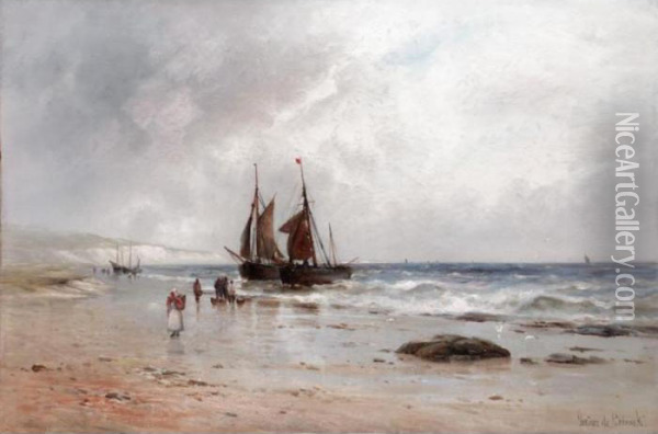 Sorting The Catch Oil Painting - Gustave de Breanski