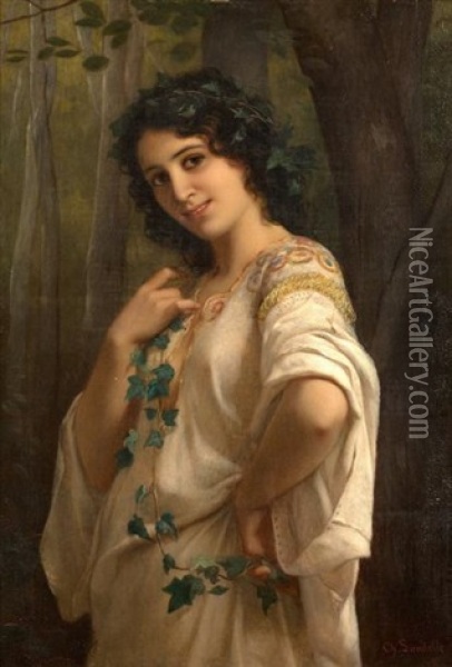 Jeune Femme Souriante Oil Painting - Charles Zacharie Landelle