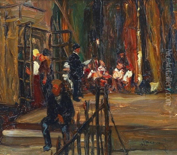 Divadelni Scena I Oil Painting - Josef Stolovsky
