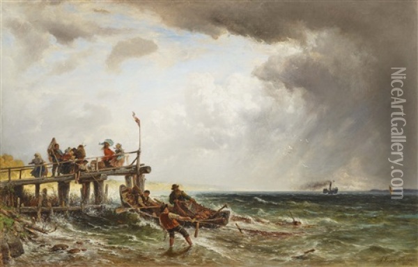 Aufziehendes Gewitter Am Starnberger See Oil Painting - Albert Kappis