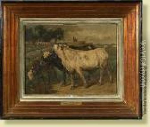 Vaches A L'abreuvoir Oil Painting - Henry Schouten