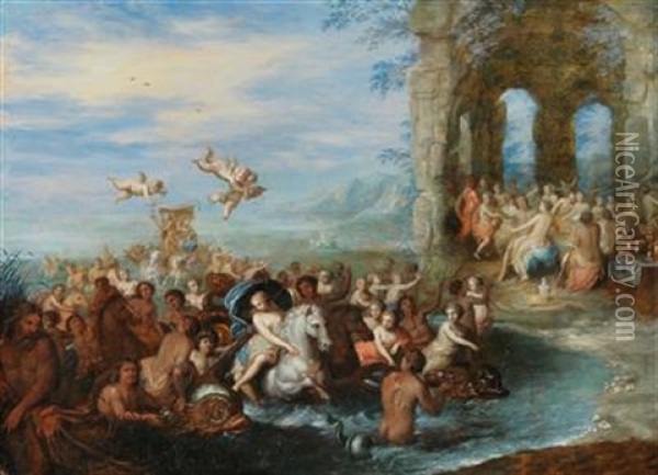 Feast Of The Gods, With The Marriage Of Neptune And Amphitrite Oil Painting - Jan Brueghel the Elder