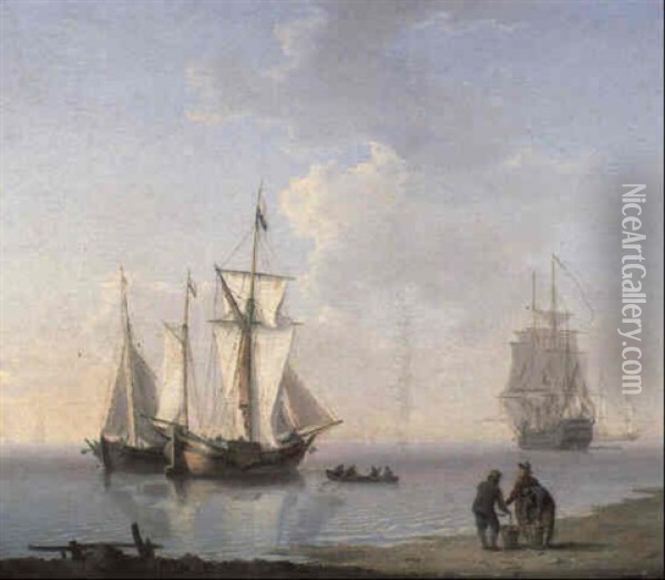 A Coastal Scene Oil Painting - William Anderson