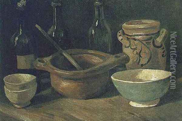 Still Life With Earthenware And Bottles Oil Painting - Vincent Van Gogh