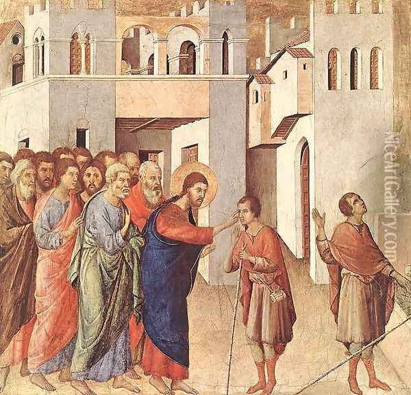Healing of the Blind Man 1308-11 Oil Painting - Duccio Di Buoninsegna
