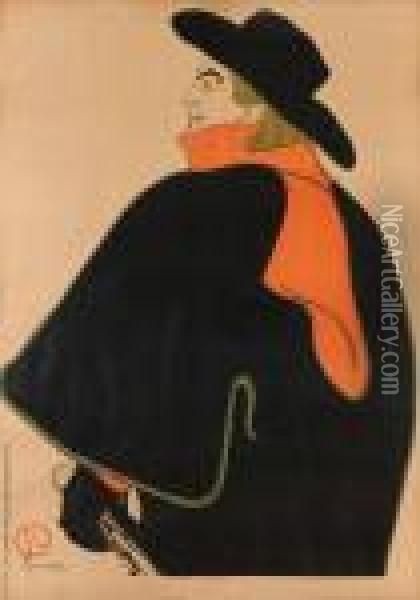 Aristide Bruant, Dans Son Cabaret Oil Painting - Henri De Toulouse-Lautrec
