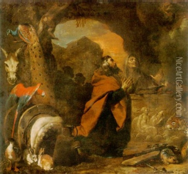 Nach Der Sintflut Oil Painting - Giovanni Agostino (Abate) Cassana