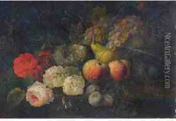 Paire De Natures Mortes Aux Fleurs Oil Painting - Louis Vidal