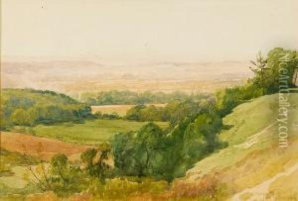 Vale Of Godalming From Guildford Oil Painting - John Fullwood