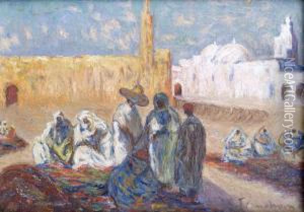 Lancienne Et La Nouvelle Mosquee A Ouargla En Algerie Oil Painting - Gustave Flasschoen