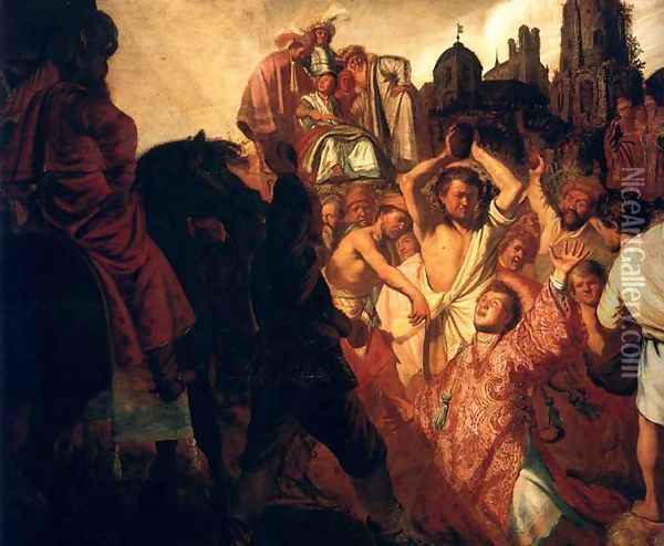 Lapidation De St Etienne.jpg Oil Painting - Rembrandt Van Rijn