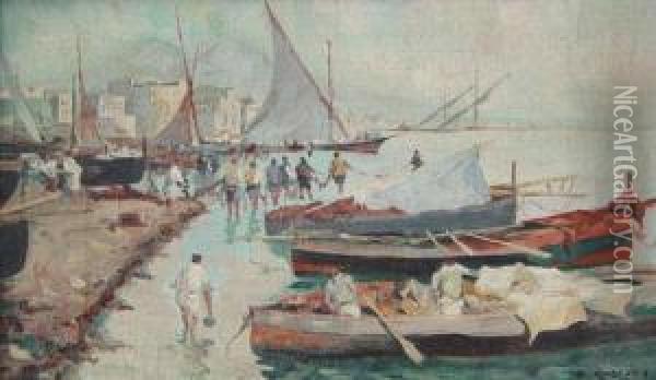Pescadores En Napoles Oil Painting - Giuseppe Cosenza