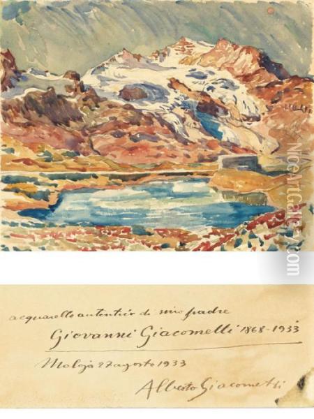 Passhohe In Graubunden Mit See, Vermutlich Bernina Pass Oil Painting - Giovanni Giacometti