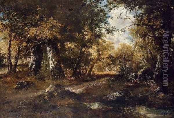 In the Forest Oil Painting - Narcisse-Virgile Diaz de la Pena