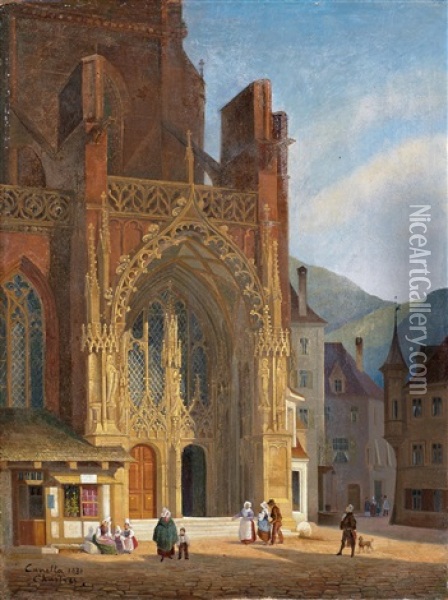 Chartres Cathedral Oil Painting - Giuseppe Canella I