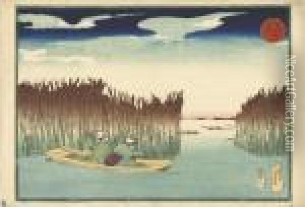 Omori , From The Series Toto Meisho Oil Painting - Utagawa Kuniyoshi