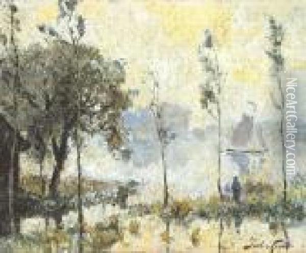 Morgen Op De Schelde (1930) Oil Painting - Pieter Gorus
