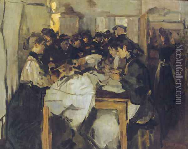Seamstresses at Atelier Paquin, Paris Oil Painting - Isaac Israels