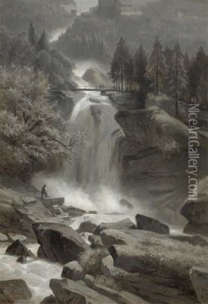 Giessbach Falls At Lake Brienz Oil Painting - Otto Froelicher