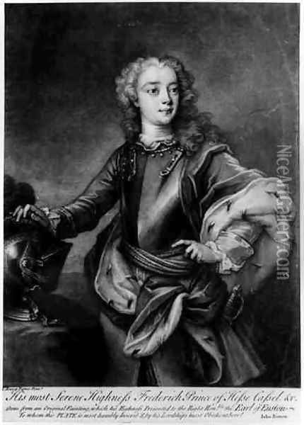 Portrait of Frederick II 1720-1785, Landgrave of Hesse-Cassel, engraved by John Simon Oil Painting - Cavaliere Carlo Francesco Rusca