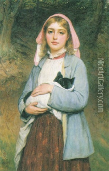 The Pet Kitten Oil Painting - Charles Sillem Lidderdale