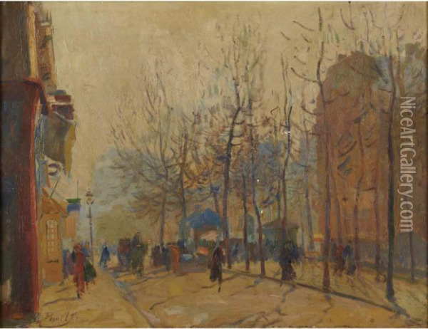 A Parisian Boulevard Oil Painting - Elie Anatole Pavil