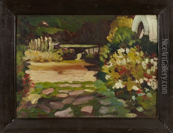 Table De Pierre Dans Le Jardin Oil Painting - Henri Godbarge