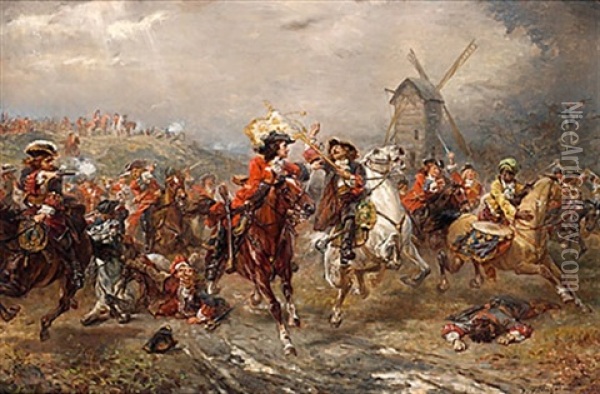 Marlborough's Victory At Malplaquet Oil Painting - Robert Alexander Hillingford