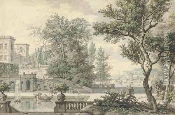 View Of An Italianate Villa And Its Garden Oil Painting - Isaac de Moucheron