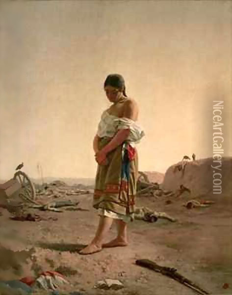 The Paraguayan in her Desolate Mother Land Oil Painting - Juan Manuel Blanes