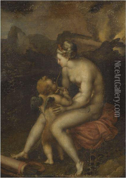 A Landscape With Venus And Cupid Oil Painting - Lelio Orsi